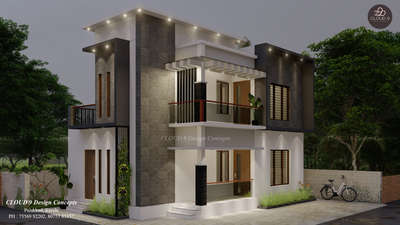 Budget minimalist elevation with modern contemporary design
 #Minimalistic #ElevationHome #Ernakulam #cladding #spotlights #ContemporaryHouse #InteriorDesigner