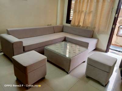 simpal luxury   L shape sofa + tea table + 2 puffis   #LUXURY_SOFA #Sofas #sofaset #cornersofaset