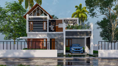 Residence Design for Mr. Midhun  
 #frontElevation  
 #exteriordesigns 
 #4BHKHouse 
 #45LakhHouse 
 #ContemporaryHouse