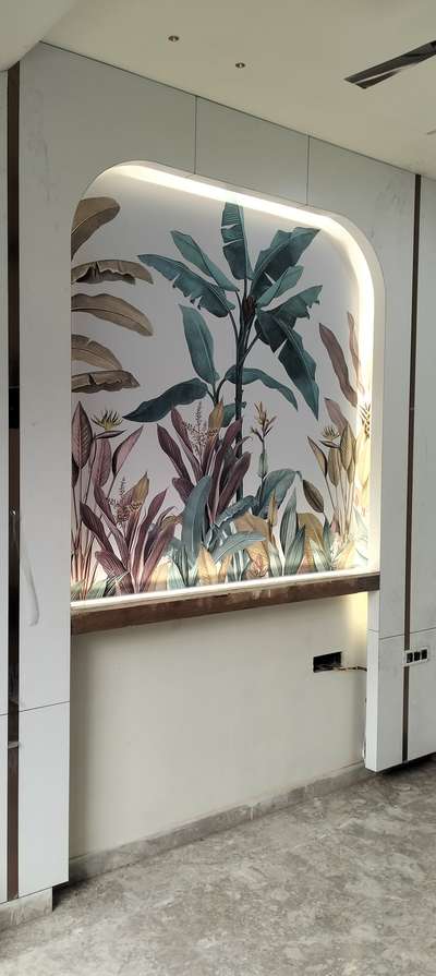 #Designer #Wall #Panelling #Customize #Wallpaper #Dressing With #HalfRoundMirror