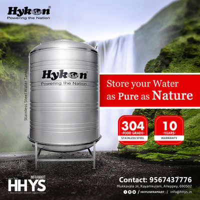 ✅ HYKON STAINLESS STEEL WATER TANKS

We provide the best stainless steel water tanks to complement your home, Hykon tanks that ensure purity and longevity.

Features :

👉 Made from 304 food-grade stainless steel 
👉 Suitable for milk/water & industrial use 
👉 Life long durability & leakproof 
👉 Modern technology (Non-Bacterial) 
👉 No harmful toxins 
👉 Weather resistant 

Visit our HHYS Inframart showroom in Kayamkulam for more details.

𝖧𝖧𝖸𝖲 𝖨𝗇𝖿𝗋𝖺𝗆𝖺𝗋𝗍
𝖬𝗎𝗄𝗄𝖺𝗏𝖺𝗅𝖺 𝖩𝗇 , 𝖪𝖺𝗒𝖺𝗆𝗄𝗎𝗅𝖺𝗆
𝖠𝗅𝖾𝗉𝗉𝖾𝗒 - 690502

Call us for more Details :

+91 95674 37776.

✉️ info@hhys.in

🌐 https://hhys.in/

✔️ Whatsapp Now : https://wa.me/+919567437776

#hhys #hhysinframart #buildingmaterials #hykontanks #stainlesssteeltanks #sstanks
