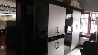 kitchen done for omega furniture kannur in steel and copper finish  #steelkitchencabinets  #copperkitchen