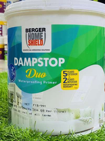 Damp stop Duo is a waterproofing primer. Waterproofing effect upto to 2 bar negative water pressure !! 
Prevents from salt leaching.  Protects from dampness. 

5 years exterior warranty and 2 years interior warranty.