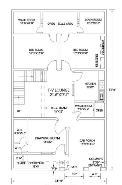 Ground floor home design 35*60 2bhk floors both design