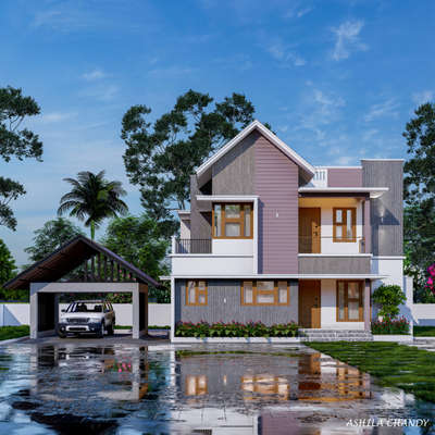 🏡 🤩
#ContemporaryHouse  #doublefloorhomes #kolopost  #frontElevation  #3d  #3delevationhome  #beautifulhomedesigns