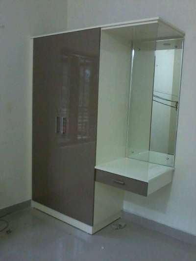 WARDROBE WITH DRESSING SIDE MIRROR CABINET AND PU  COLOUR FINISH