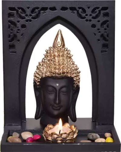 Buddha head with wooden darbar stand with t-light holder
#homedecor#tealight#lamp#buddha#beautiful#idea#home#spiritual #decorshopping