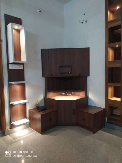 corner tvstand unit plywood with walnut mica#low prize#artikkan interiors# wpc#doors and frames #