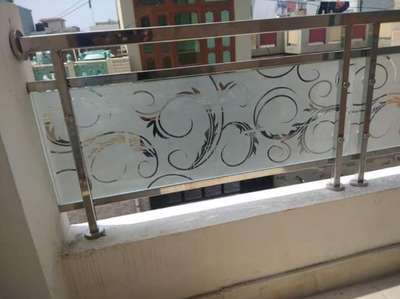 steel glass reling with frame #steelrelling