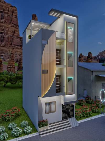 2BHK House floor Plan 3D Modern design