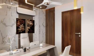 MODERN OFFICE INTERIOR DESIGN 
#luxurydesigns #officeinterior #officedesign #falseceiling #woodenpanelling #creative #bosstable #bosscabindesign #ducopaint #louverspanel #mondhirdesignstudio #jaipur #jaishreeram #3dvisualization #3dviews #3drendering