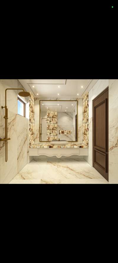 washroom design 
#InteriorDesigner  #wood  #stonewall  #ceilinglight  #mouldings  #vanity  #watercloset  #onyxmarble