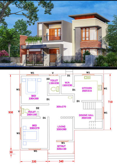 4 bed room house plan