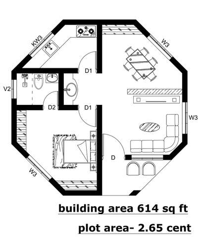 octagonal residential building  plan