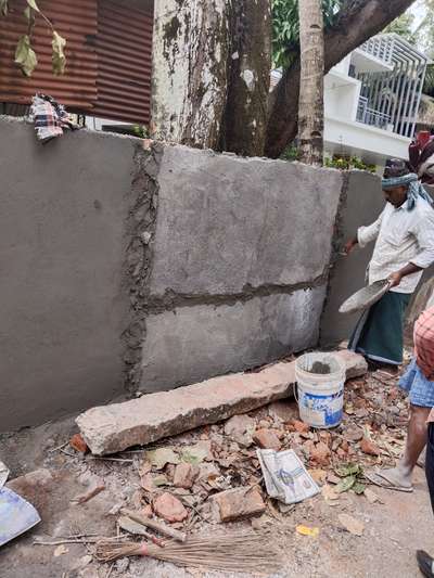 compound wall renovation work   plant portion covered with pre cast slab  construction work