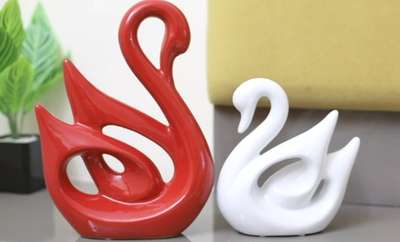 Fiber Lucky Swan Couple for Home Decor (Set of 2 Pc, Large