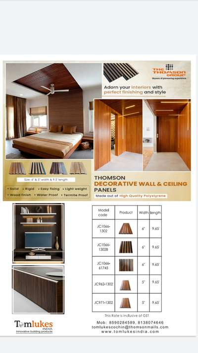 TOM LUKES INDIA INTRODUCES AN INNOVATIVE PRODUCTS FOR INTERIOR WALL AND CEILING PANELING, WHICH MAKES YOUR HOME INTERIOR A REMARKABLE AND MOST BEAUTIFUL.
FORORE DETAILS PLEASE CALL
+91  7736562033
visit. www.tomlukesindia.com