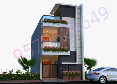 16x40 G+1 3D View By veekay associates Make your house design Call 9575628649  #3d  #3delevationhome  #HouseDesigns  #houseplan  #16x40houseplan  #housedesigner