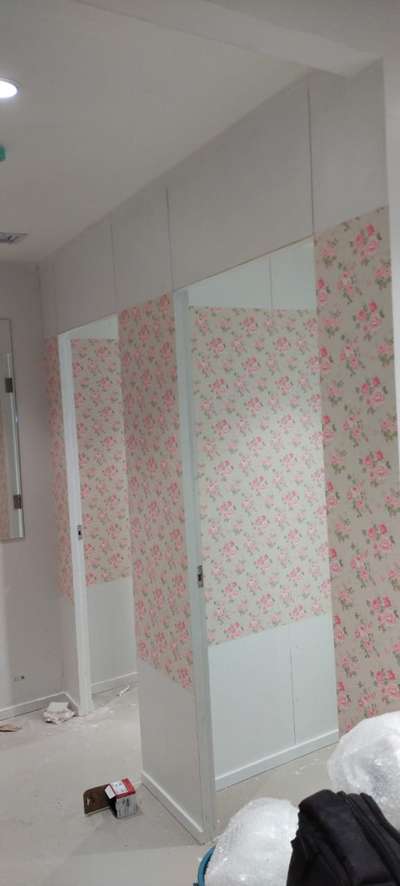 Pink Floral Wall covering design work at Dress Fashion Store Chennai