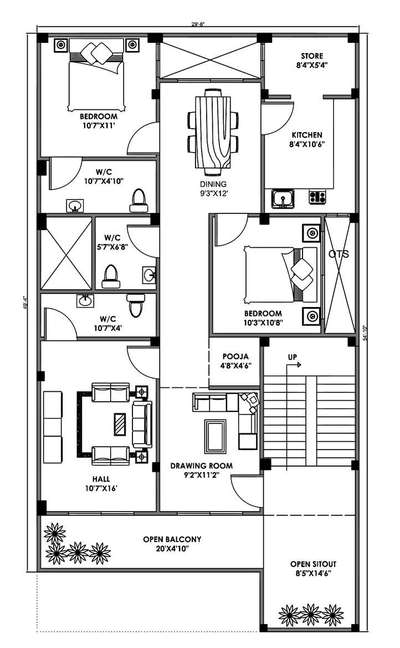 3BHK Best Home Plans.29"6×54"10 from Radha Krishna Builders