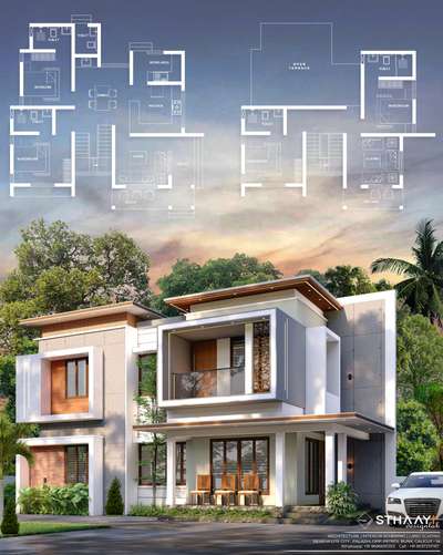 Contemporary Home Plan and Exterior 🏡 | 4BHK |Area : 1818 sq.ft |
Design: @sthaayi_design_lab 

Ground Floor 
● Sitout 
● Living 
● Dining 
● 1Master Bedroom attached 
● 2nd Bedroom attached 
● Kitchen 
● Work area 
● C-Toilet [out-door]
● Stair
● 3rd Bedroom attached
● 4th Bedroom attached 
● Upper Living
● Balcony 
.
.
.
#sthaayi_design_lab #sthaayi 
#floorplan | #architecture | #architecturaldesign | #housedesign | #buildingdesign | #designhouse | #designerhouse | #interiordesign | #construction | #newconstruction | #civilengineering | #realestate #kerala #budgethome #keralahomes