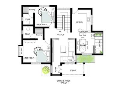 2bhk plan below 1100 sqft. 
#below1200sqft 
#2bhk
#foyer
  #poojaunit 
#keralahomeplan
 #Palakkad 
 #courtyardhouse #below1100sqft