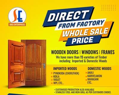 CONTACT ME FOR WHOLESALE RATE WOOD AND WPC DOORS & WINDOW FRAMES

  CONTACT - 9562913963


 #WindowFrames #woodframe #doorframes #wpcdoors #wpc #wpcframes
