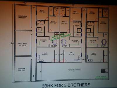 3bhk for 3 brothers as per client requirements..  
..
.
 #architecturedesigns #3BHKHouse #InteriorDesigner