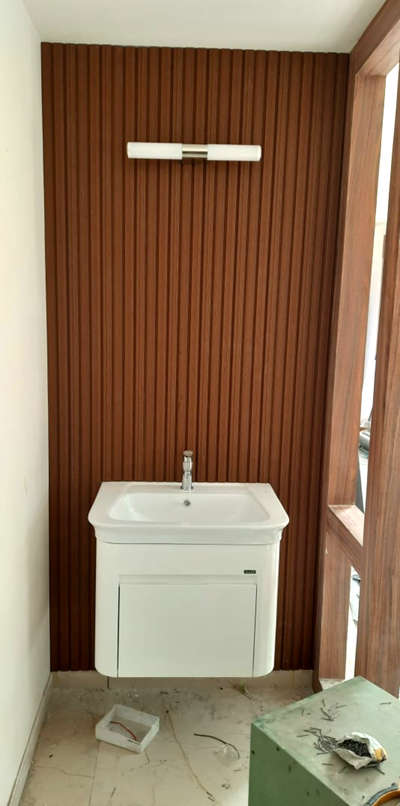 വാഷ് ബേസിൻ  with louvers work🥰 #Washroom #InteriorDesigner #louvers#trivandrum  #