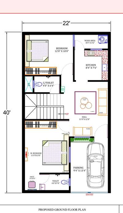 2d plan 22x40  #plan#house#residential building#contact for drawing,construction