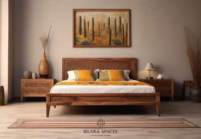 A modern neutral color palatte bedroom, featuring intricately carved wooden headboard.
.
.
.
.
.
#bilaragroup #bilaraspaces #InteriorDesigner #keralastyle #HomeDecor #BedroomDecor #BedroomDesigns #malayalam #builder #architecturedesigns #Architectural&Interior