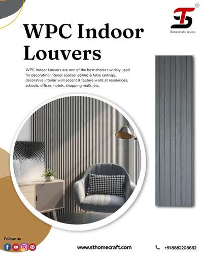 ST – WPC Indoor Louvers are one
of the best choices widely used for
decorating interior spaces: ceiling &
false ceilings, decorative interior
wall accent & feature walls at
residences, schools, offices, hotels,
shopping malls, etc. These have
physically stable structure and
sound/ heat insulation.
They provide a neat & sleek look to
the interior design of the installed
area and have a good life span.
These are completely water &
termite proof. These are available in
rich style choices: wood grain,
marble, etc. and are easily installed
seamlessly
To know more visit
📩 Comment or DM ' smart ' to order
📞Contact - +91 8882208682
💻www sthomecraft.com
Follow 👉@sthomecraft
Follow👉 @@sthomecraft
Follow👉 @@sthomecraft
➖➖➖➖➖➖➖➖
#interiordesign #designinterior #interiordesigner #designdeinteriores #interiordesignideas #interiordesigners #designerdeinteriores #interiordesigns #interiordesigninspiration
#woodeninteriordesign #woodenfloorings
#laminateflooring #laminatewoodenflooring
#premiumfl