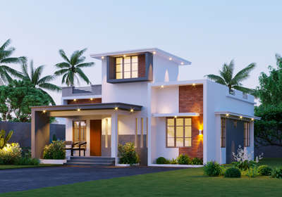 exterior design
1310 sqft 
 #exteriordesign
 #3ddesign
#ContemporaryHouse 
 #KeralaStyleHouse