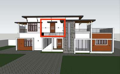 Hai.. Friends, can anyone help me with alternative ideas on the marked area, 

 #pargola roofing
 #glass roofing
 #sheet roofing 
 #concrete design 



Please suggest.