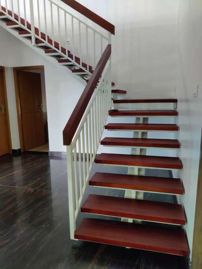 steel with wooden stairs