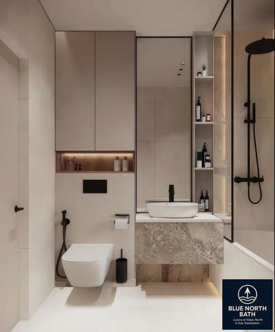 ഇന്ന് Bluenorth Bath അവതരിപ്പിക്കുന്ന Bathroom Design of the Day – ആധുനികതയും ലക്ഷറിയുടെയും സ്നേഹപൂർവ്വം ചേർത്തെടുത്ത ഒരു ഡിസൈൻ. stylish beige tones, marble finish washbasin counter, calm atmosphere നു വഴിയൊരുക്കുന്ന minimalistic storage തുടങ്ങിയവ ഈ ബാത്രൂമിന്റെ look തന്നെ മാറ്റുന്നു. ക്ലാസിക്ക് ടച്ച് നൽകുന്ന ഈ അന്തരീക്ഷം, നിങ്ങളുടെ ദിവസത്തിന്റെ തുടക്കം മനോഹാരിതമാക്കും.. ഒരു പ്രൈവറ്റ് സ്പായിൽ അനുഭവപ്പെടുന്ന ആഡംബരവും സൗകര്യവും ഇനി നിങ്ങളുടെ വീട്ടിൽ തന്നെ!#LuxuryBathroom #BluenorthBath #ModernDesign #BathroomInspiration #BeigeInteriors #MinimalLuxury #കേരളം #ലക്സുറിബാത്രൂം #InteriorDesign #DesignOfTheDay #BathTrends #HomeLuxury #ModernKeralaHomes #ബ്യൂടിഫുൾബാത്രൂം
