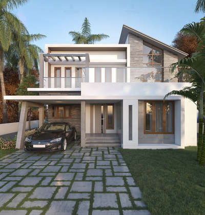 Stunning design of exterior view...
#monnaie #architecturaldesign #exteriordesign #homedesignkerala  #SmallHomePlans  #Contractor  #HouseConstruction
