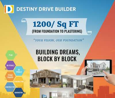 DESTINY DRIVE BUILDER 🏗️
Package for Structure Work (Foundation to Plastering)
👉 Just ₹1200/sq. ft.
✅ Quality Assured – No Compromise
✅ On-Time Project Completion
✅ Supervised by Expert Engineers
✅ Plan & 3D View Included

📍 Kuthparamba, Mattanur, Kannur
#kannurconstruction #housedesign #construction #constructionwork #building #builders #bestbuilders #civilengineering #CONSTRUCTIONCOMPANY #ConstructionSolutions 
#constructionindustry #BestBuildersInKerala #houseconstruction #planand3d #kannur