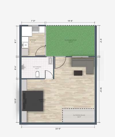 Floor layout for a 700 sq. ft. ongoing construction project on first floor of a client in jaipur.
#FloorPlans #2DPlans #interiorcontractors