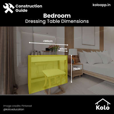 There is a standard size that is used for all kinds of furniture including the bedroom.

Have a look at the average size of a Bedroom dressing table.

Have a look at our post to learn more.

Hit save on our posts to refer to later.

Learn tips, tricks and details on Home construction with Kolo Education🙂

If our content has helped you, do tell us how in the comments ⤵️

Follow us on @koloeducation to learn more!!!

#koloeducation #education #construction #setback  #interiors #interiordesign #home #building #area #design #learning #spaces #expert #consguide #style #interiorstyle #bedroom #furniture