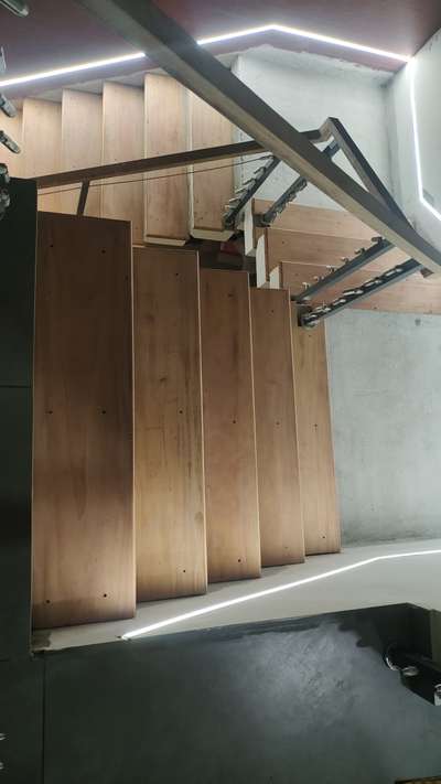Wooden cladding on RCC stair
