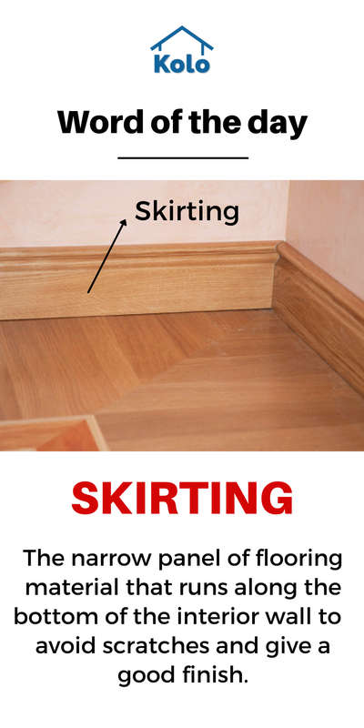 Today's construction word of the day - Skirting

Have you come across this word?🤔

Learn tips, tricks and details on Home construction with Kolo Education  🙂

If our content has helped you, do tell us how in the comments ⤵️

Follow us on @koloeducation to learn more!!!

#education #architecture #construction  #building #interiors #design #home #interior #expert #wordoftheday  #koloeducation  #wotd