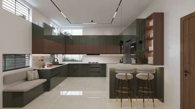 KITCHEN AREA 
Green and wood touch designing 
 #KitchenRenovation #Residencedesign  #LargeKitchen  #WoodenKitchen  #KitchenInterior  #Architectural&Interior  #explore  #trendingdesign  #merinoleminates  #ebcoindia  #artechdesign  #Designs  #KeralaStyleHouse #keralahomeplans  #homeinspo  #interiordesigers