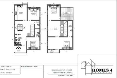 client name Anwar            location  Anakkayam, malappuram                                 Ground floorplan 811sqft          first floor plan 700 sqft           total sqft1511                       #2d #2DPlans #Designs #3BHKPlans