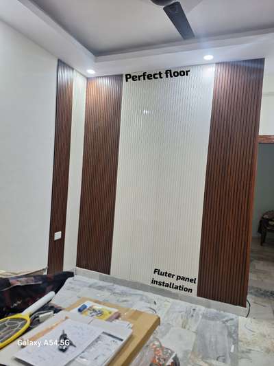 pvc fluted wall panel work done in indrapuram Ghaziabad  #perfectfloor  #walldecoration #wallpannel