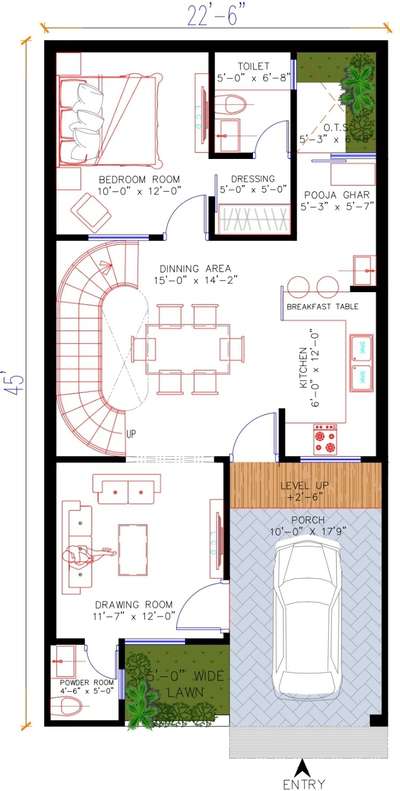 Home Design for 22'6" X 45'-0".
.
project Name -Ashiyana
Project type-Residential
#Vastuforlife #vastunameplate #vasthu_consultancy #vastufloorplan #FloorPlans #FrontDoor #SingleFloorHouse #FlooringDesign #50LakhHouse #HomeDecor #ElevationDesign