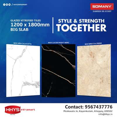 ✅ SOMANY - Style & Strength Together 

SOMANY provides the best reinforced tiles for your flooring and walls. If you are looking for a best tile then SOMANY Tiles is the perfect choice for your home.

Features :
 👉 Stain Resistant 
 👉 Easy To Lay
 👉 Easy To Clean
 👉 Resistant to Acid
 👉 Frost Resistant

Visit our HHYS Inframart showroom in Kayamkulam for more details.

𝖧𝖧𝖸𝖲 𝖨𝗇𝖿𝗋𝖺𝗆𝖺𝗋𝗍
𝖬𝗎𝗄𝗄𝖺𝗏𝖺𝗅𝖺 𝖩𝗇 , 𝖪𝖺𝗒𝖺𝗆𝗄𝗎𝗅𝖺𝗆
𝖠𝗅𝖾𝗉𝗉𝖾𝗒 - 690502

Call us for more Details :
+91 95674 37776.

✉️ info@hhys.in

🌐 https://hhys.in/

✔️ Whatsapp Now : https://wa.me/+919567437776

#hhys #hhysinframart #buildingmaterials #somany