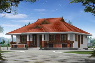 kerala style traditional house  #keralaarchitectures #elevation #floorplan