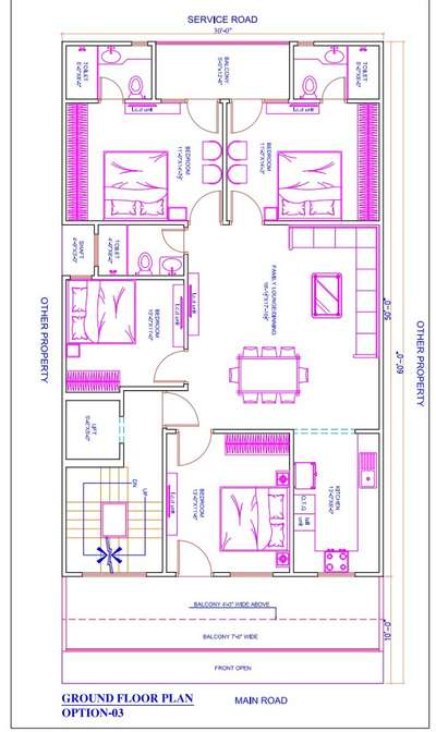 Sketch plan of 30'X60'
4bhk