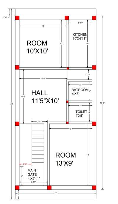 36'6"X17'